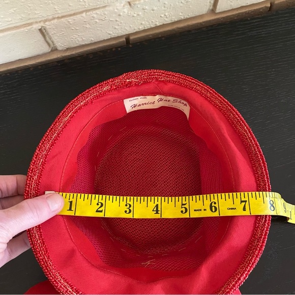 Vintage 1950's Red Pillbox Hat Large Bow Sophisticated Structured Custom - Picture 5 of 5